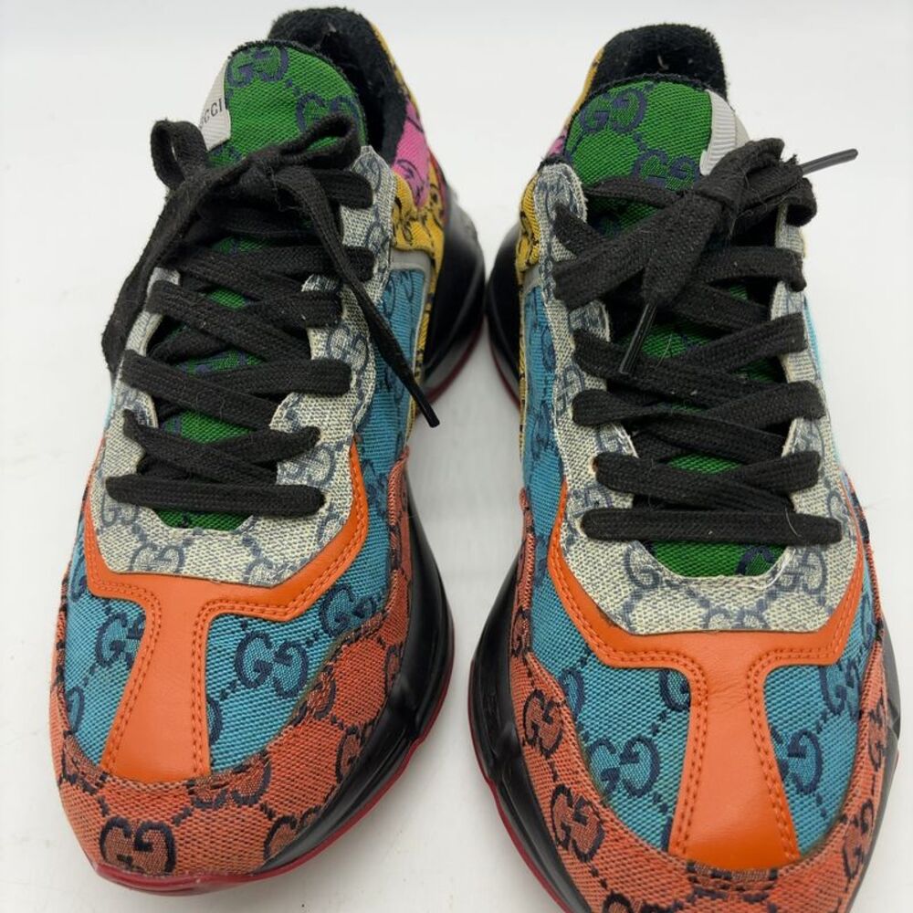 Gucci Multicolor Canvas & Leather Lace-Up Sneakers